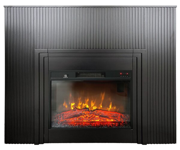 Dizajnové elektrické krby s dřevěné lamely ElectricSun LAMELIA Cerný matný, se zvukem, s aplikací, 3 barev plamene, Š120xV102cm