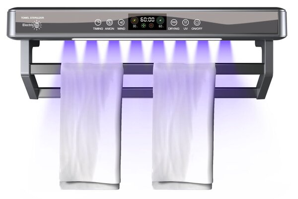 Sušák ručníků s UV sterilizátorem ElectricSun PREMIUM Black, 450 W, do koupelny nebo kuchyně, nástěnný, 60 cm