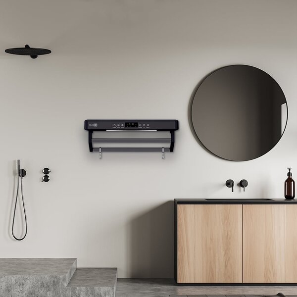 Sušák ručníků s UV sterilizátorem ElectricSun PREMIUM Black, 450 W, do koupelny nebo kuchyně, nástěnný, 60 cm