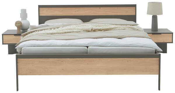 POSTEL S NOČNÍMI STOLKY, 180/200 cm, barvy dubu, barvy břidlice Dieter Knoll - Postele s nočními stolky