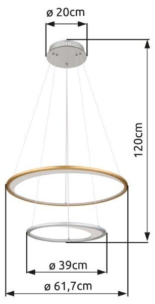 GLOBO 67333-44H UMBRA závěsné svítidlo D617mm LED 40W/2127lm 2700-6500K stříbrná, zlatá, bílá, dálkový ovladač