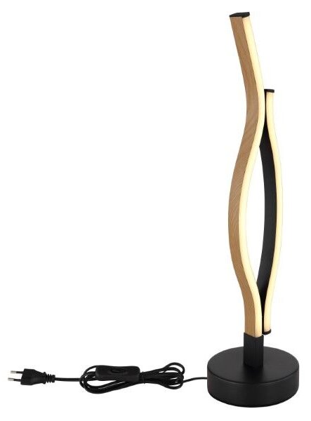 GLOBO 67206TW GERONIMO stolní lampička V470mm LED 12W/480lm 3000K matná černá, imitace dřeva