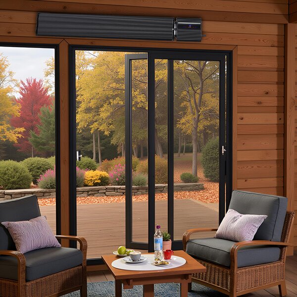 2800W a 1400W ElectricSun černý infrazářič s termostatem, elektrický ohřívač pro montáž na stěnu a strop, s aplikací Smart Life, 180x15cm