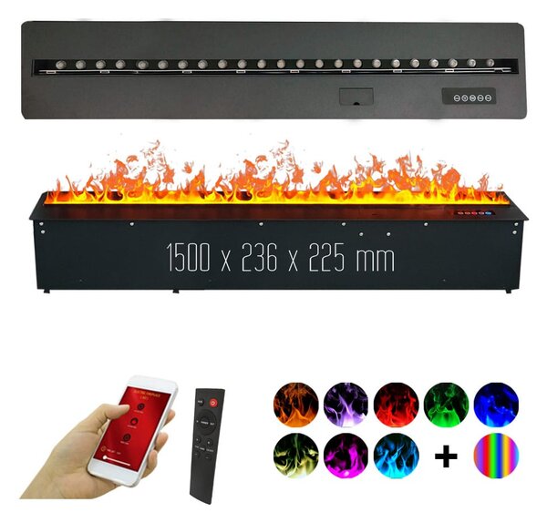 Krbové vložky s párou, ElectricSun MISTique velká, LED 8 barev, s aplikací, se zvukem, 150 cm