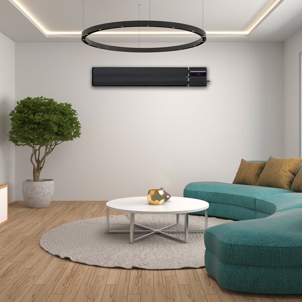 2800W a 1400W ElectricSun černý infrazářič s termostatem, elektrický ohřívač pro montáž na stěnu a strop, s aplikací Smart Life, 180x15cm