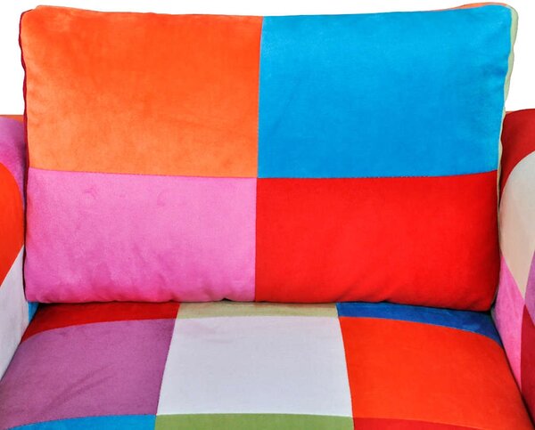 Krychlové křeslo, chromované nohy, patchwork, textilní 240895