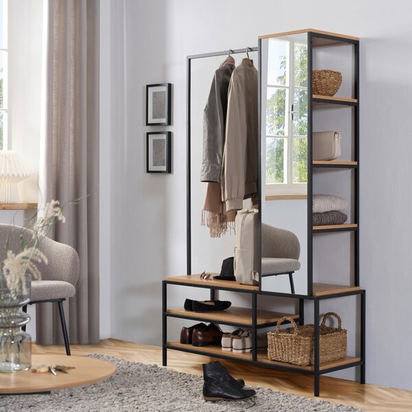 PŘEDSÍŇOVÁ STĚNA, přírodní barvy, černá, 110/177/40 cm MID.YOU - Online Only šatny & botníky, Online Only