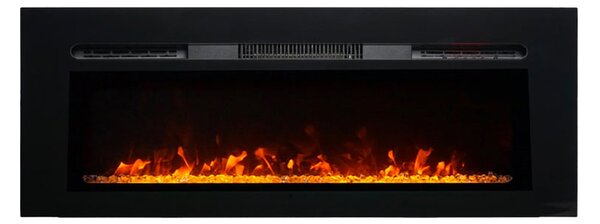 Moderní elektrické krby ElectricSun Paula Glass střední, černé, nástěnný, podlahový nebo vestavný, se zvukem, s aplikací, 10 barev plamene, š153xv45cm