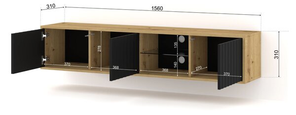 TV stolek/skříňka 156 Vinear (dub artisan + černá)