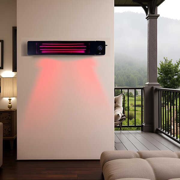 Elektrický infrazářič 4500W/2250W ElectricSun černý, infračervený ohřívač pro vnitřní venkovní, ts dálkovým ovládáním a termostatem, funkce APP Tuya