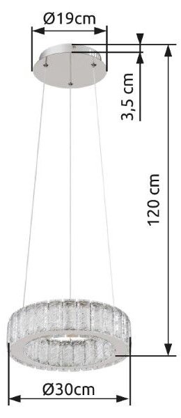GLOBO 67162-30 MUCKY závěsné svítidlo D300mm LED 30W/1920lm 2700-6000K chromová, průhledná, dálkový ovladač