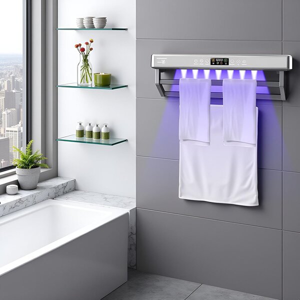 Sušák ručníků s UV sterilizátorem ElectricSun PREMIUM Grey, 450 W, do koupelny nebo kuchyně, nástěnný, 60 cm