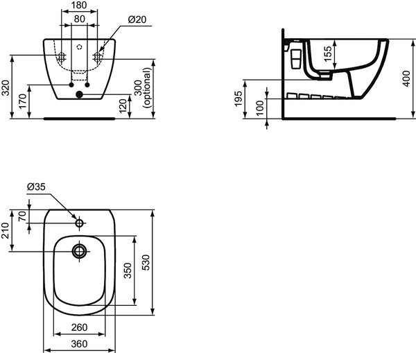 Ideal Standard Tesi - Závěsný bidet, bílá T457001