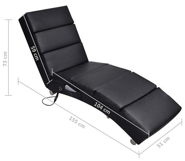 Masážní lenoška černá umělá kůže 240968