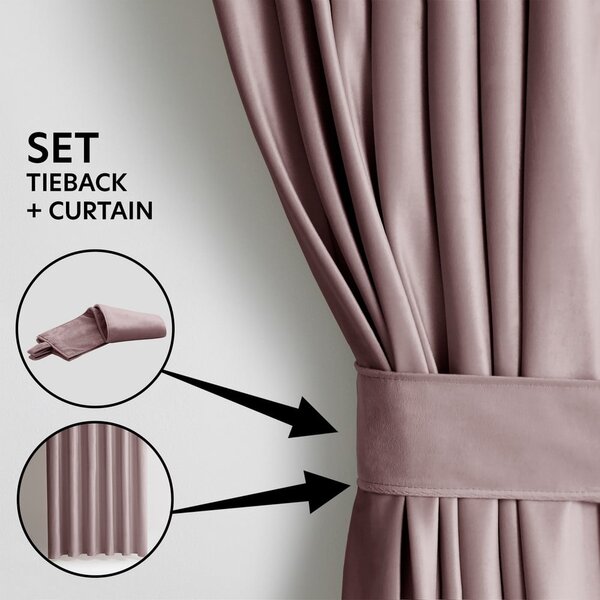 Světle hnědý sametový dimout závěs 140x245 cm Pleat – Restilo