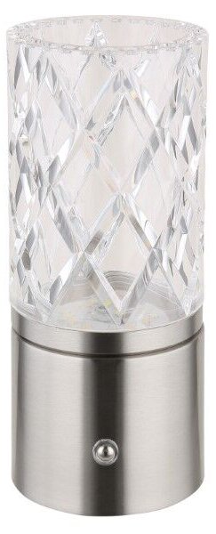 GLOBO 21010N LUNKI dotyková stolní lampička V190mm LED 2,5W/185lm 2700+6500+4000K matný nikl, průhledná, včetně baterie CR18650 1800mAh 3,7V, USB-A 2.0 - USB-C
