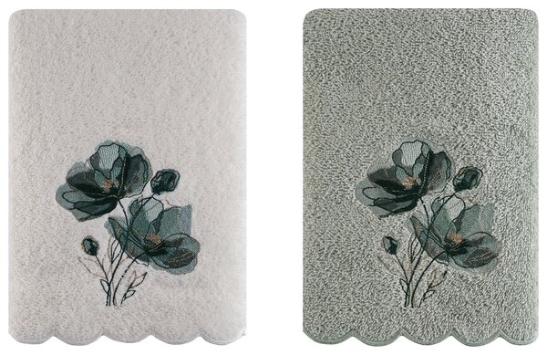 SADA RUČNÍKŮ A OSUŠEK, 40/60 cm, bílá, šalvějově zelená Esposa - Sady ručníků