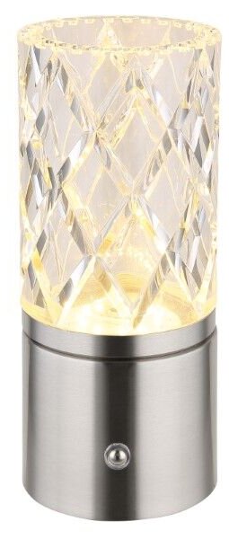 GLOBO 21010N LUNKI dotyková stolní lampička V190mm LED 2,5W/185lm 2700+6500+4000K matný nikl, průhledná, včetně baterie CR18650 1800mAh 3,7V, USB-A 2.0 - USB-C