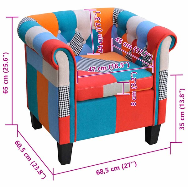 Křeslo patchwork textilní 241027