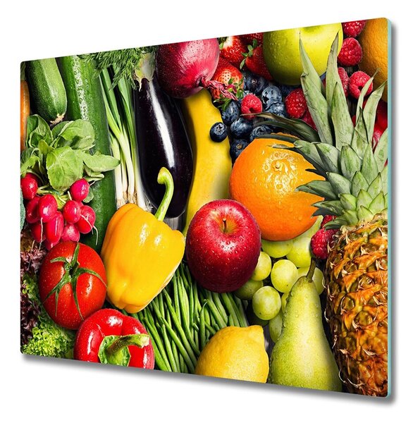 Skleněná krájecí deska Zelenina a ovoce 60x52 cm