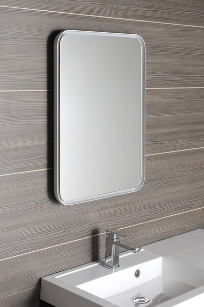 Sapho Sapho, FLOAT LED podsvícené zaoblené zrcadlo v rámu 500x700mm, bílá, 22571