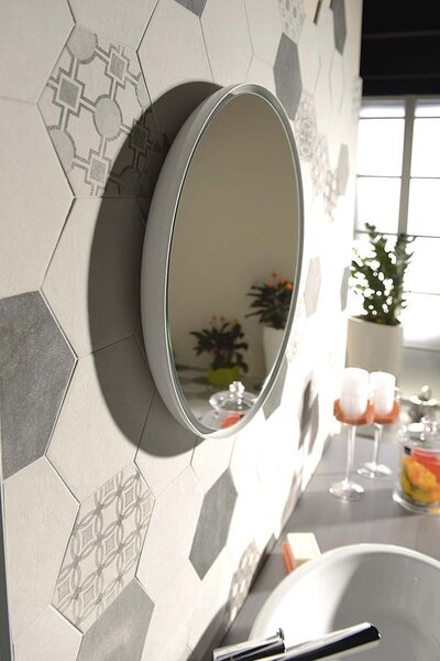 Sapho Sapho, FLOAT LED podsvícené zaoblené zrcadlo v rámu 500x700mm, bílá, 22571