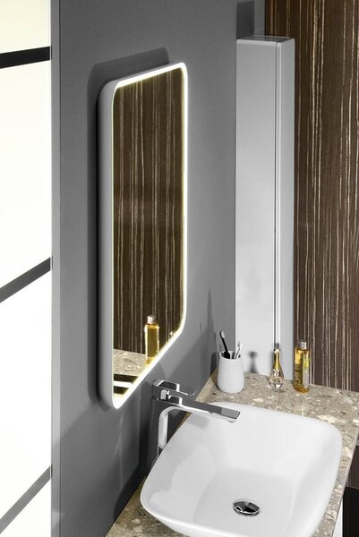 Sapho Sapho, FLOAT LED podsvícené zaoblené zrcadlo v rámu 600x800mm, bílá, 22572