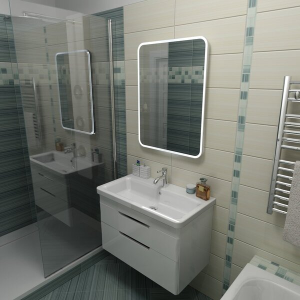 Sapho Sapho, FLOAT LED podsvícené zaoblené zrcadlo v rámu 500x700mm, bílá, 22571