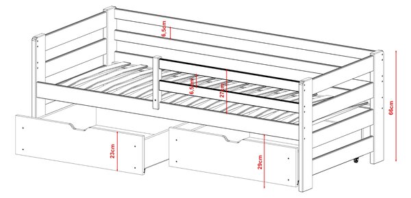 Legno Dětská postel Erik grafit Rozměr (cm): 80x160