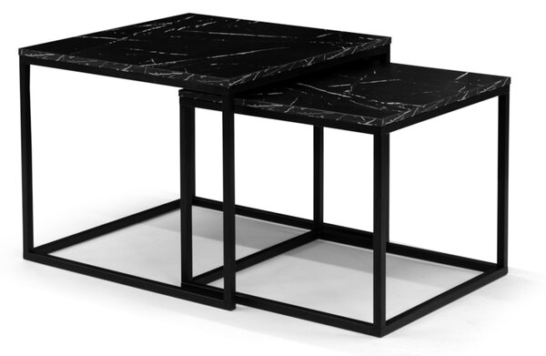 Set konferenčních stolků VEROLI, černá/černý mramor