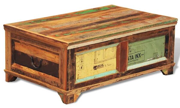 Konferenční stolek úložný prostor vintage recyklované dřevo 241092