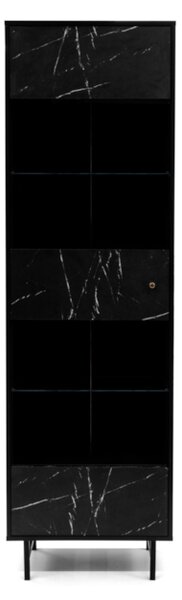 Vitrína VEROLI, 60x200x41, černá/černý mramor