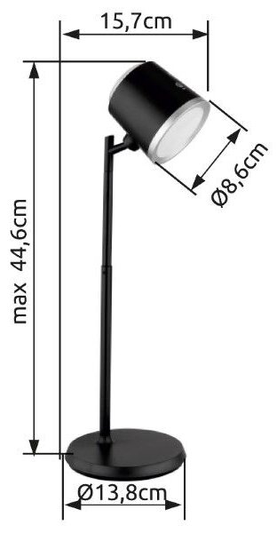GLOBO 58454W MEEYA dotyková stolní lampička LED V446mm 6W/300lm 3000+4000+6500K stříbrná, bílá, včetně baterie CR18650 1500mAh 3,7V, USB kabel