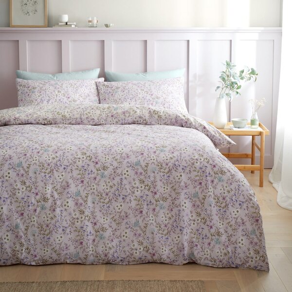 Bavlněné povlečení na dvoulůžko v levandulové a béžové barvě 200x200 cm Ditsy Floral – Bianca