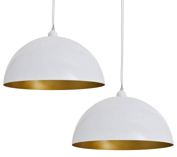 Stropní lampa polokoule 2 ks s nastavitelnou výškou bílá 241114