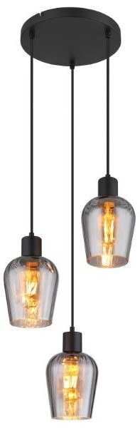 GLOBO 15627-3 RYAN závěsné svítidlo D285mm 3xE27 černá, kouřová