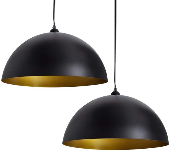 Stropní lampa polokoule 2 ks s nastavitelnou výškou černá 241113