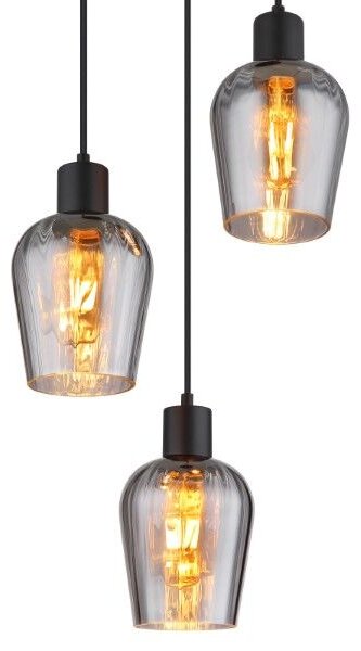 GLOBO 15627-3 RYAN závěsné svítidlo D285mm 3xE27 černá, kouřová