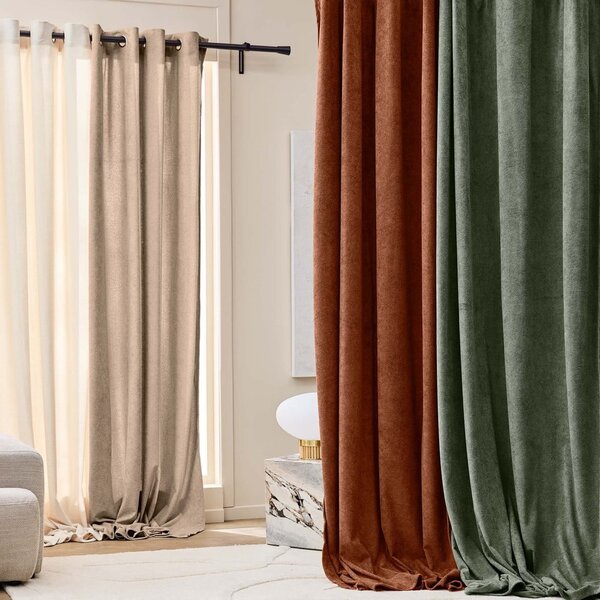 Závěs z materiálu bouclé v terakotové barvě 140x260 cm Winona – douceur d'intérieur