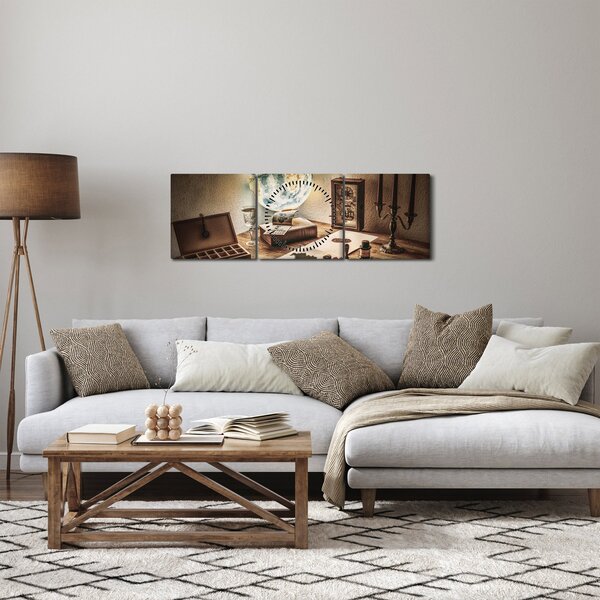 Obraz - cestovatelský stůl (s hodinami) (90x30 cm)