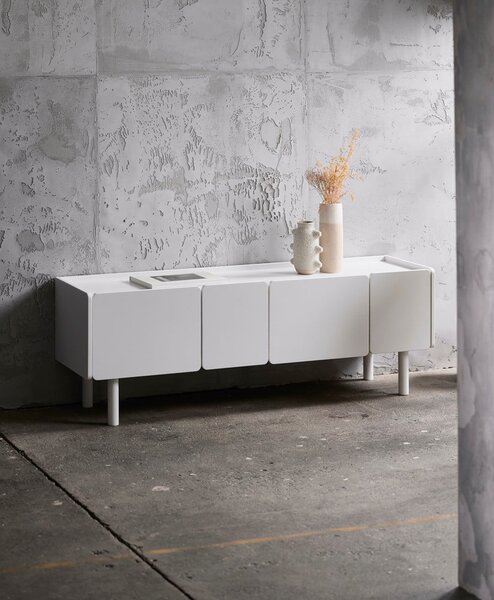 Bílý TV stolek 160x55x45 cm Bera – Unique Furniture