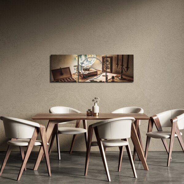 Obraz - cestovatelský stůl (s hodinami) (90x30 cm)