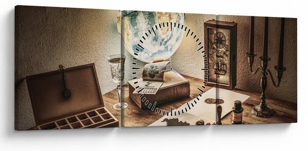 Obraz - cestovatelský stůl (s hodinami) (90x30 cm)