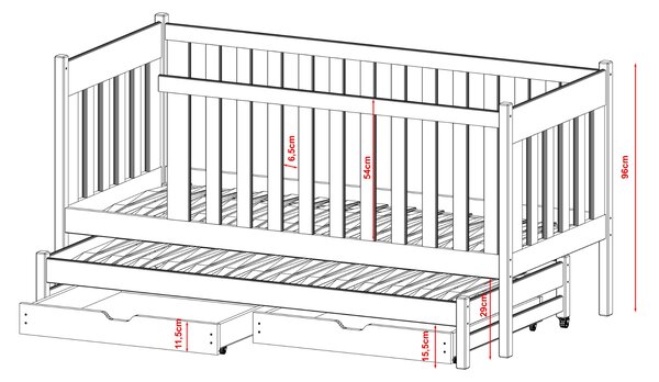 Legno Dětská rozkládací postel Karla šedá Rozměr (cm): 80x160
