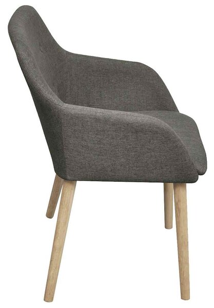 Jídelní židle 2 ks světle šedé textil a masivní dubové dřevo 241156