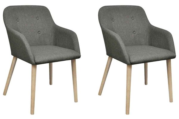 Jídelní židle 2 ks světle šedé textil a masivní dubové dřevo 241156