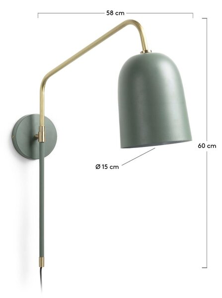 Zelené nástěnné svítidlo ø 15 cm Audrie – Kave Home
