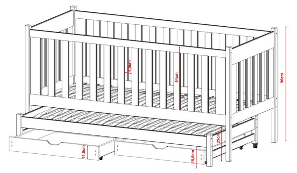 Legno Dětská rozkládací postel Karla šedá Rozměr (cm): 80x160