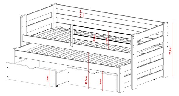 Legno Dětská rozkládací postel Senso olivová Rozměr (cm): 80x160