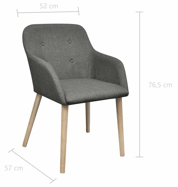 Jídelní židle 2 ks světle šedé textil a masivní dubové dřevo 241156